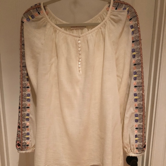 Tory Burch Sz M Ivory Cotton Blend Luna Embroidere - Picture 3 of 7